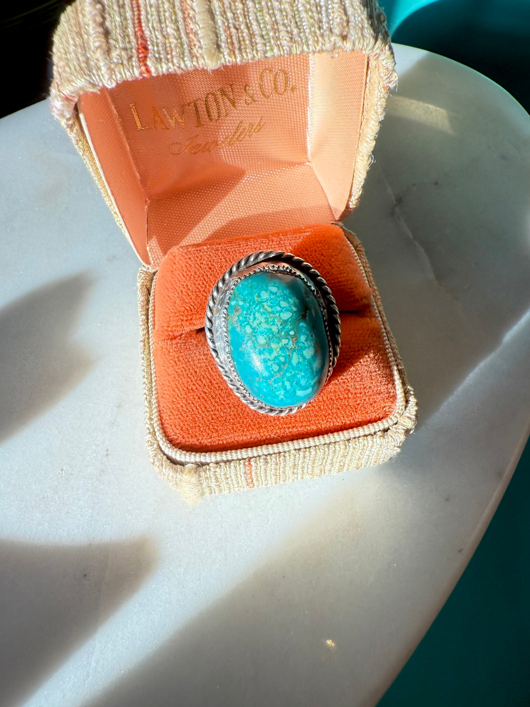 Chunky Turquoise Sterling Silver Ring Size 8