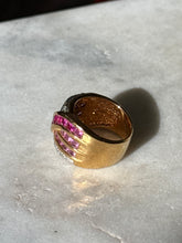 Load image into Gallery viewer, Chunky Gold Vermeil Pink Sapphire Ring Size 5.5
