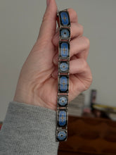 Load image into Gallery viewer, Vintage Norway Blue Black Enamel Sterling Silver Bracelet 7.25”
