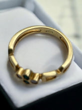 Load image into Gallery viewer, Bezel Set Diamond Emerald 18k Gold Ring
