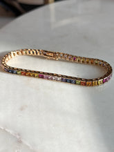 Load image into Gallery viewer, Colorful Gold Vermeil Tennis Bracelet 7.5”
