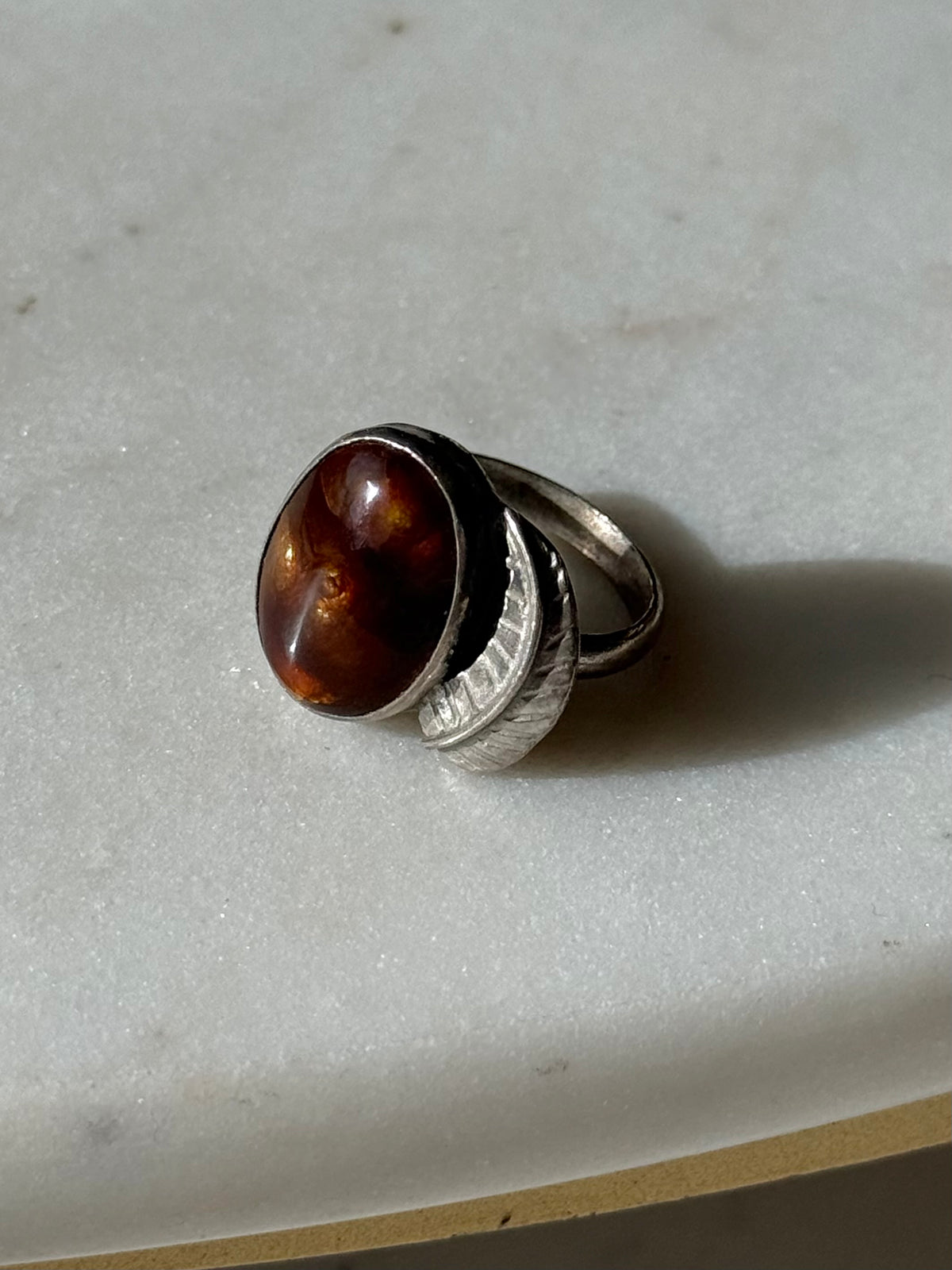 Vintage Mexican Fire Agate Sterling Silver Ring Size 5.5