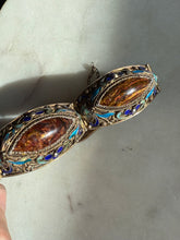 Load image into Gallery viewer, Antique 800 Silver Goldtone Vermeil Enamel Chinese Bracelet
