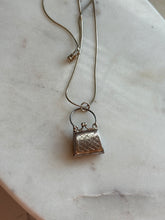 Load image into Gallery viewer, Vintage Woven Etched Purse Locket Sterling Silver Necklace 17.5”
