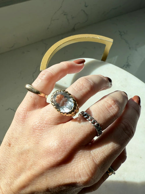Chunky Quartz Gold Vermeil Ring Size 6