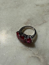 Load image into Gallery viewer, Lab Grown Ruby Rhodium Sterling Silver Ring Size 4
