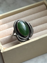 Load image into Gallery viewer, Vintage Jade Sterling Silver Ring Size 8.75
