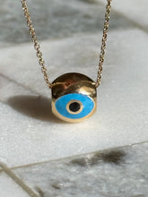 Load image into Gallery viewer, Enamel Evil Eye Solid 18k Gold Spacer Bead Charm
