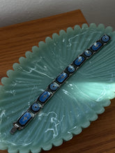 Load image into Gallery viewer, Vintage Norway Blue Black Enamel Sterling Silver Bracelet 7.25”
