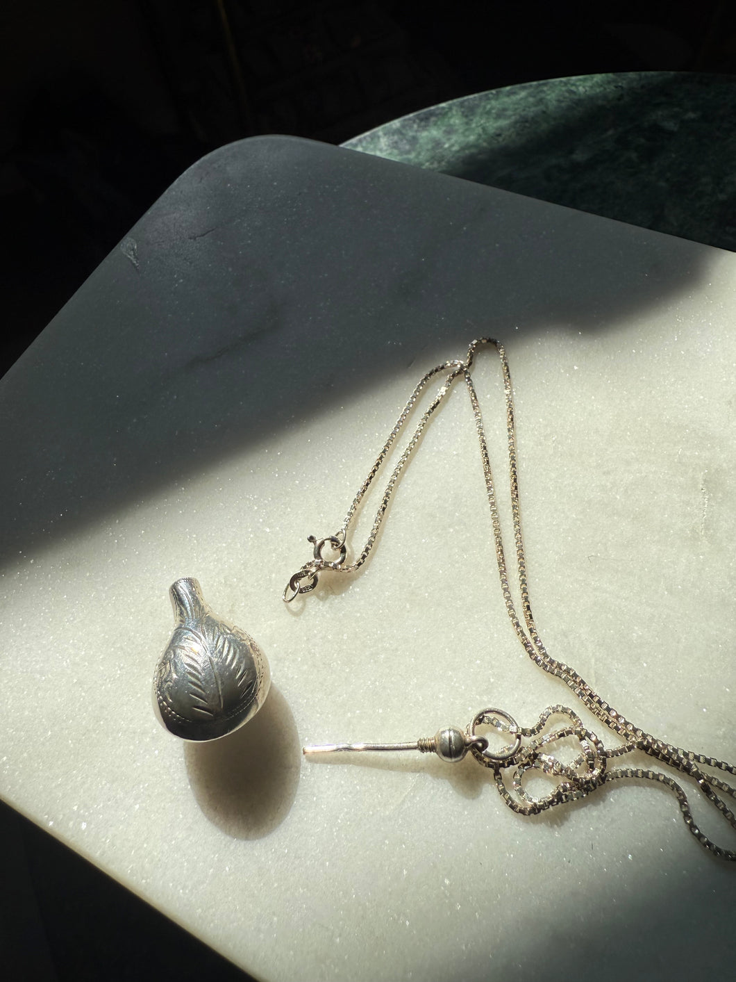 Vintage Etched Sterling Silver Necklace 20”