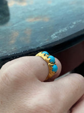 Load image into Gallery viewer, Antique 22k Persian Turquoise Trilogy Ring
