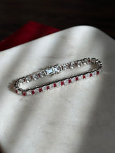 Load image into Gallery viewer, Sterling Silver CZ &amp; Glass Stone Tennis Bracelet 6.5”

