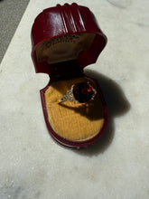 Load image into Gallery viewer, Garnet Glass Gold Vermeil Ring Size 10.5
