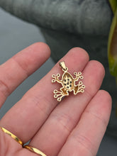 Load image into Gallery viewer, Solid 14k Yellow Gold Emerald Diamond Frog Pendant
