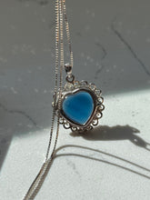 Load image into Gallery viewer, Blue Heart Sterling Silver Locket Necklace 24”
