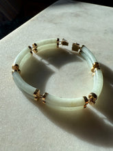 Load image into Gallery viewer, Green Jade Double Row 14k Gold Bracelet 7”
