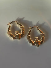 Load image into Gallery viewer, Hearts of Claddagh Gold Vermeil Hoop Earrings

