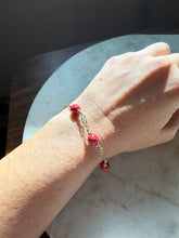 Load image into Gallery viewer, Vintage 14k Gold Fill Pink Bead Bracelet 8.5”
