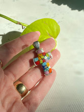 Load image into Gallery viewer, Millefiori Sterling Silver Chunky Cross Pendant
