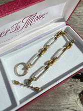 Load image into Gallery viewer, Sterling Silver &amp; Brass Trombone Link Bracelet 7.5”
