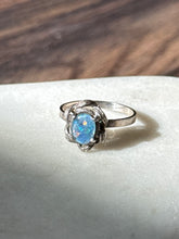 Load image into Gallery viewer, Vintage Sterling Silver Simulated Opal Ring Size 8.25
