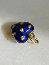 Load image into Gallery viewer, Blue Enamel 18k Gold Heart Charm
