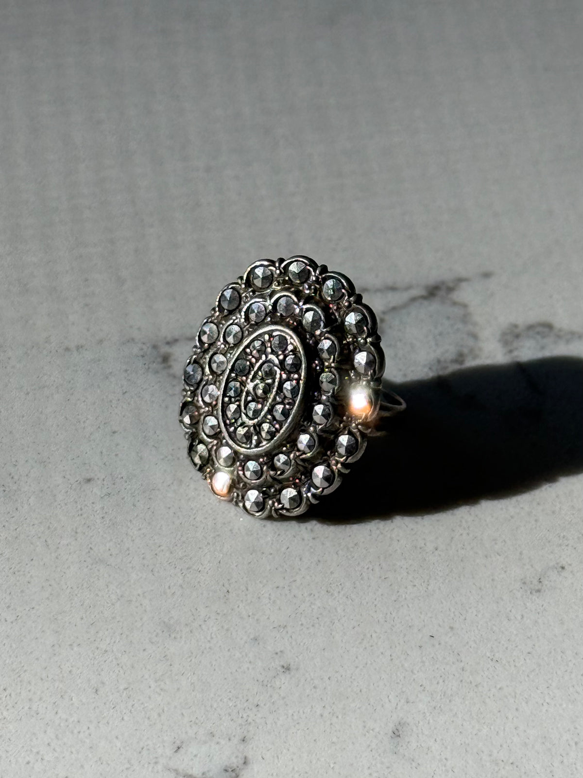 Vintage Marcasite Sterling Silver Ring Size 3.25