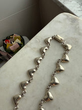 Load image into Gallery viewer, Vintage Mexico Sterling Silver Heart Necklace w/ Box Clasp 17”
