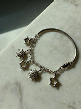 Load image into Gallery viewer, Celestial Sun &amp; Star Sterling Silver Charm Bangle Bracelet 7.5”
