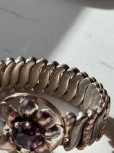 Load image into Gallery viewer, Vintage Purple Flower Sterling &amp; Gold Fill Expansion Bracelet
