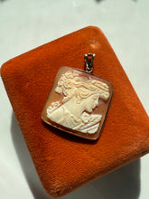 Load image into Gallery viewer, Italian Carved Cameo 14k Gold Square Pendant
