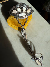Load image into Gallery viewer, Vintage Mother of Pearl Sterling Silver Hand Chain Bracelet
