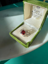 Load image into Gallery viewer, Red Glass Sterling Silver Ring Size 8
