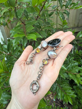 Load image into Gallery viewer, Black Onyx Pearl Citrine Sterling Silver Sailor Clasp Bracelet 7”-7.5”
