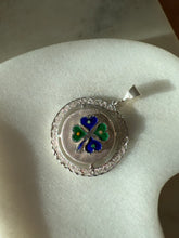 Load image into Gallery viewer, Vintage Enamel Four Leaf Clover Sterling Silver Pendant
