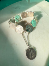Load image into Gallery viewer, Vintage 1930s-1940s Sterling Silver Coin Bracelet 7”

