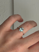 Load image into Gallery viewer, Cushion Cut Aquamarine with Single Cut Diamonds 14k White Gold Ring
