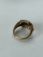Load image into Gallery viewer, Art Deco 14k Gold Pearl &amp; Ruby Ring
