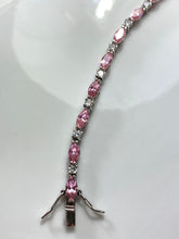 Load image into Gallery viewer, Pink CZ Sterling Silver Tennis Bracelet
