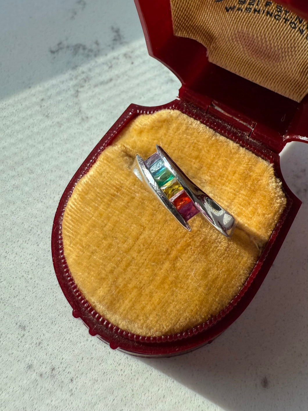 Rainbow Sterling Silver Ring Size 6