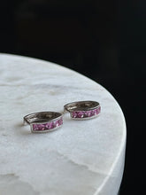Load image into Gallery viewer, Pink Sterling Silver Clicker Hoops
