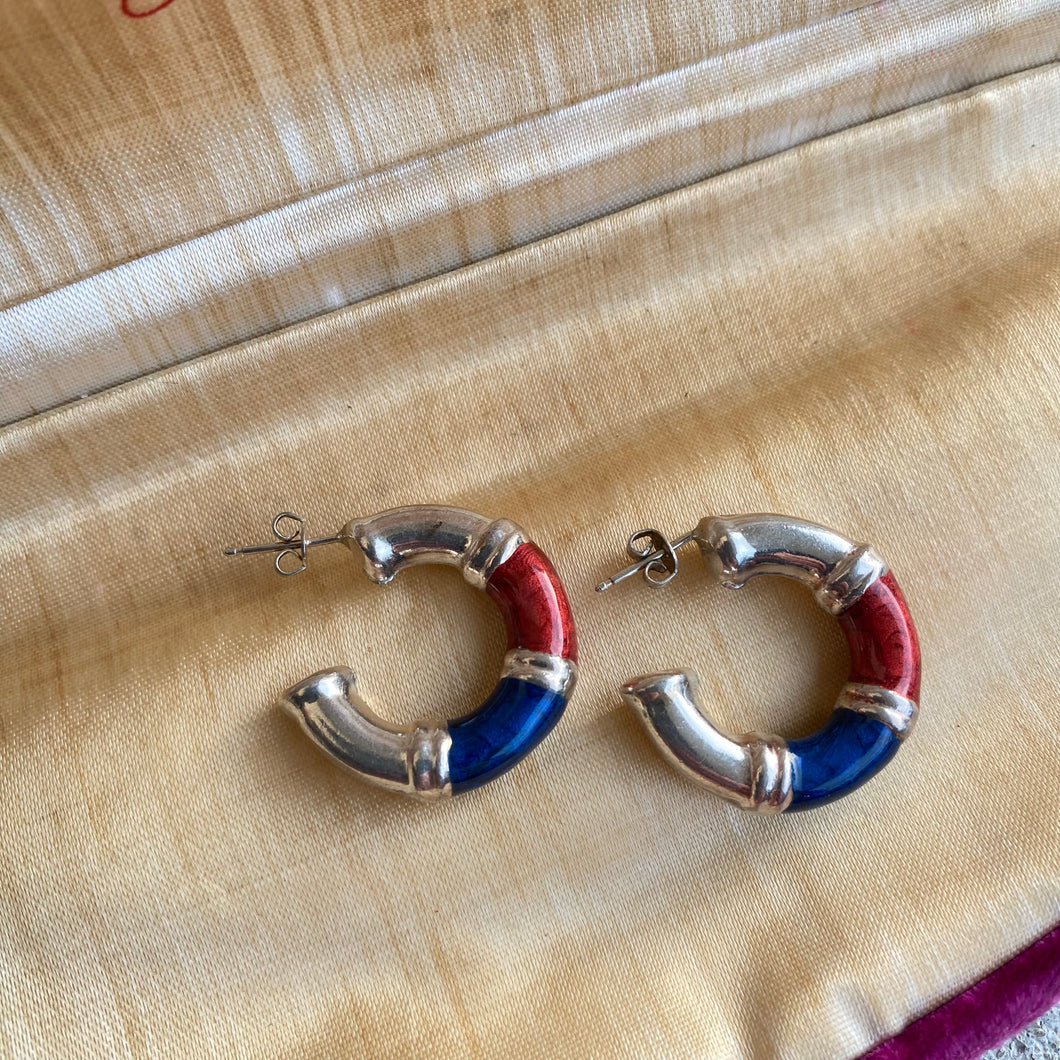 Enamel Sterling Silver Chunky Hoops