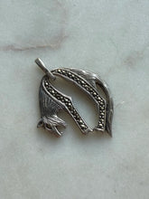 Load image into Gallery viewer, Hanging Panther Sterling Silver Marcasite Pendant

