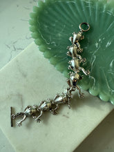 Load image into Gallery viewer, Green Enamel Eye Chunky Frog Sterling Silver Bracelet 8”
