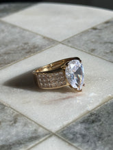 Load image into Gallery viewer, Pear Cut Cubic Zirconia Gold Vermeil Ring Size 9
