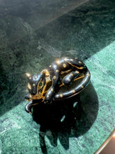 Load image into Gallery viewer, Vintage Black Enamel Gold Plated Panther Brooch

