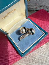 Load image into Gallery viewer, Black Enamel Mexico Sterling Silver Bypass Ring Size 7.75
