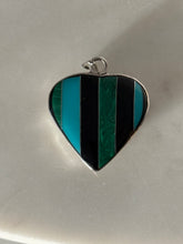 Load image into Gallery viewer, Vintage Multistone Inlay Sterling Silver Heart Pendant
