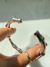 Load image into Gallery viewer, Chunky Bamboo Sterling Silver Hinged Bangle Bracelet
