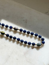 Load image into Gallery viewer, Cloisonné &amp; Sodalite Strand 14k Gold  Necklace 19”
